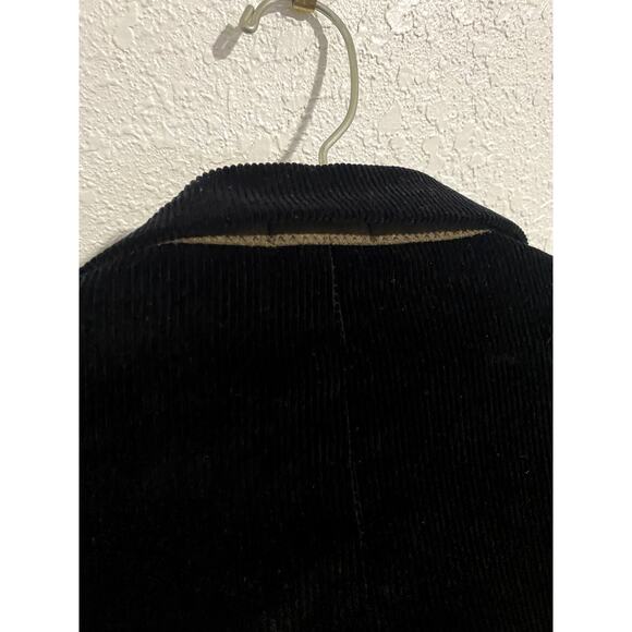 Corduroy Sport Coat Men's 48 Regular Black Two Button Lined Blazer - Picture 10 of 13